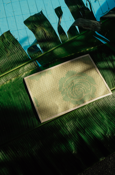 rectangle placemats in green rosas - made to order